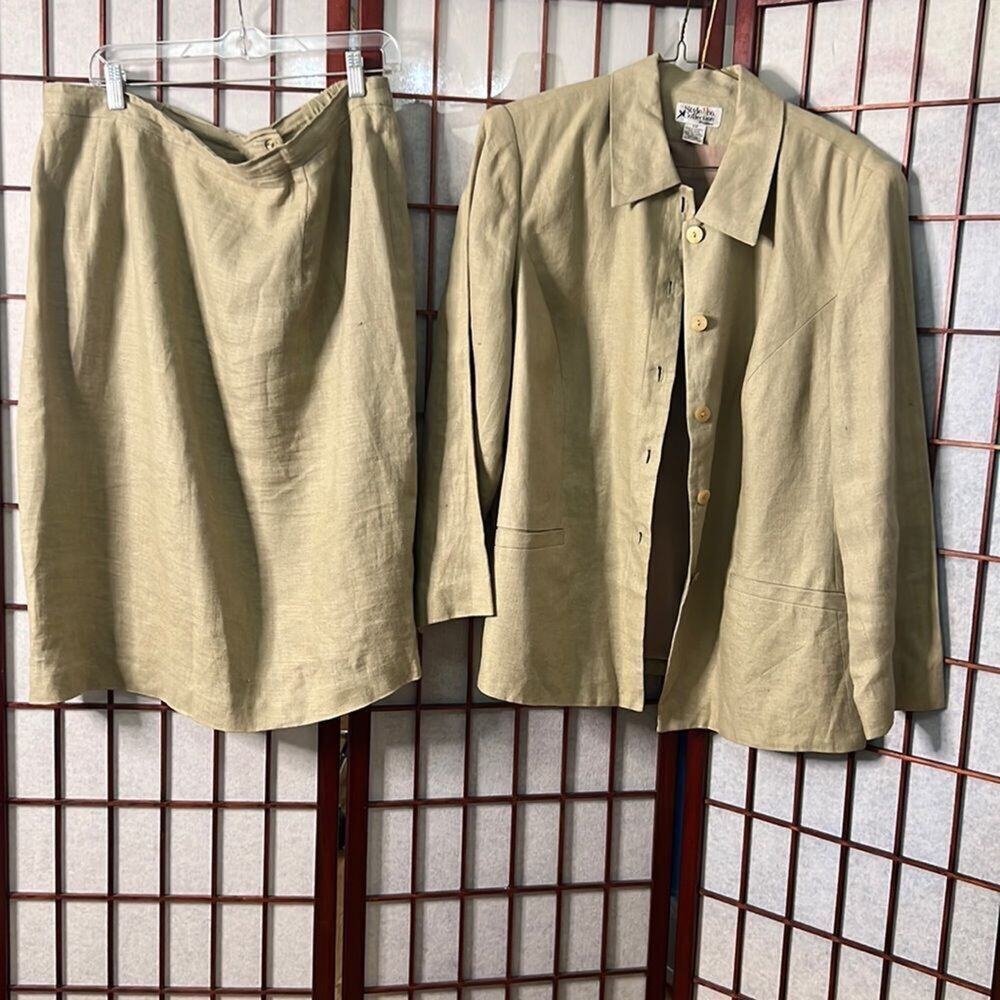 STYLE &‎ CO WOMAN COLLECTION SKIRTSUIT 100% LINEN SIZE 18W